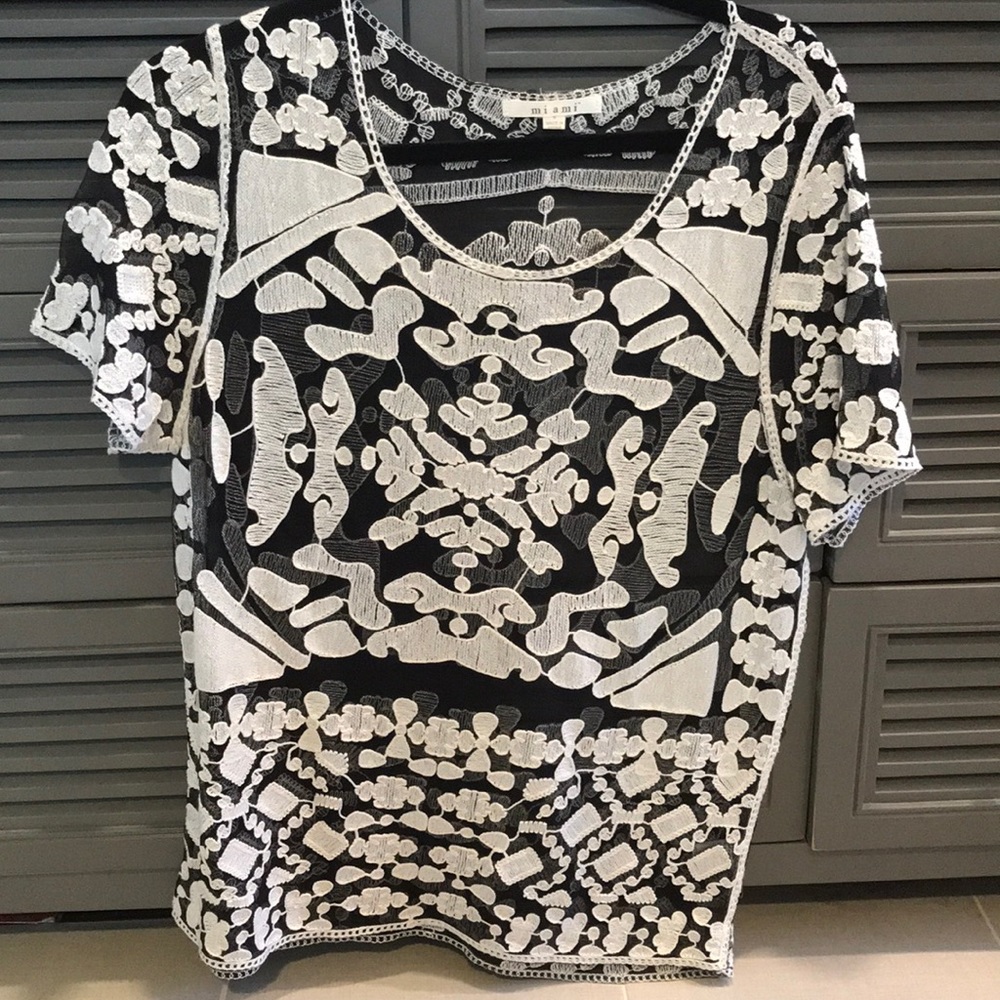 Black & Cream sheer top